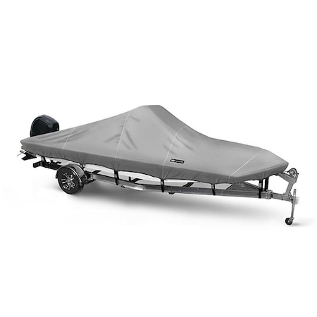 Eevelle Boat Cover ALUMINUM V JON Center Console, Outboard Fits 12ft 6in L up to 70in W Charcoal SFAVJCC1270B-CHL